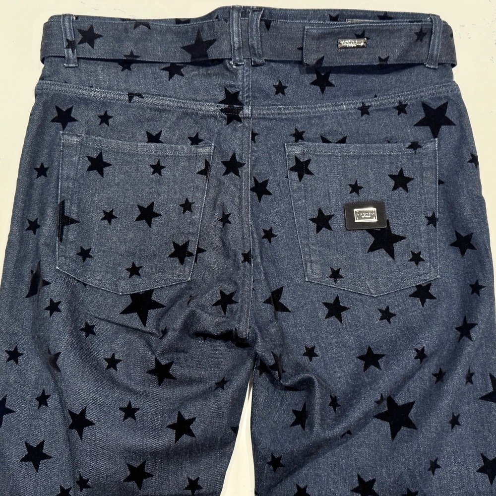 Phenom Los Angeles Men’s Rocker Blue Boot Cut Felt Stars Belt Jeans Waist 38 NWT - Picture 10 of 15